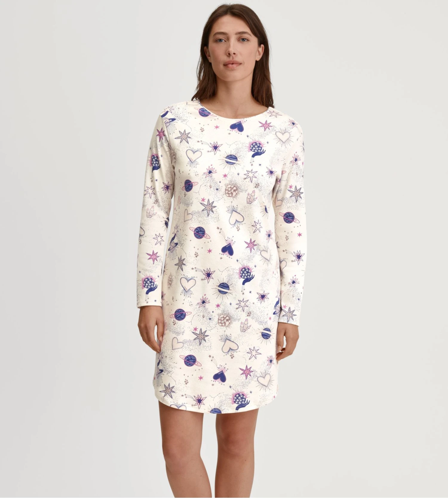 Calida Charm Cream Favourites Universe – Chemise de Nuit Manches Longues en Coton Bio 3 Calida Charm Cream Favourites Universe – Chemise de Nuit Manches Longues en Coton Bio