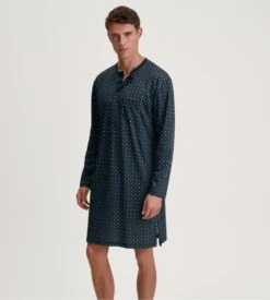 Calida Chemise De Nuit Pour Homme En Coton Relax Streamline Saphir Blue