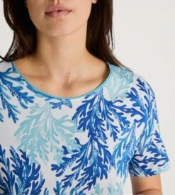 Calida Coastal Dreams Bleu – Chemise de Nuit en Coton Interlock avec Taille Froncée -Lingerie Sipp chemise de nuit manches courtes 566 vert 2