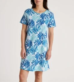 Calida Chemise De Nuit En Coton Coastal Dreams Bleu