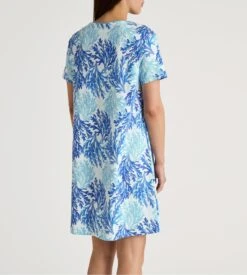 Calida Coastal Dreams Bleu – Chemise de Nuit en Coton Interlock avec Taille Froncée -Lingerie Sipp chemise de nuit manches courtes 566 vert 3