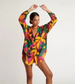 Chemise à Fleurs Femme Amandine Pinavoil Multicolore -Lingerie Sipp chemise longue femme kaki zjl97 4