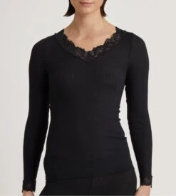 Calida T Shirt Manches Longues Silky Wool Joy Noir