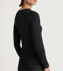 Calida T Shirt Manches Longues Silky Wool Joy Noir 12 Calida T Shirt Manches Longues Silky Wool Joy Noir -Lingerie Sipp chemise ml dent v 996 black 4