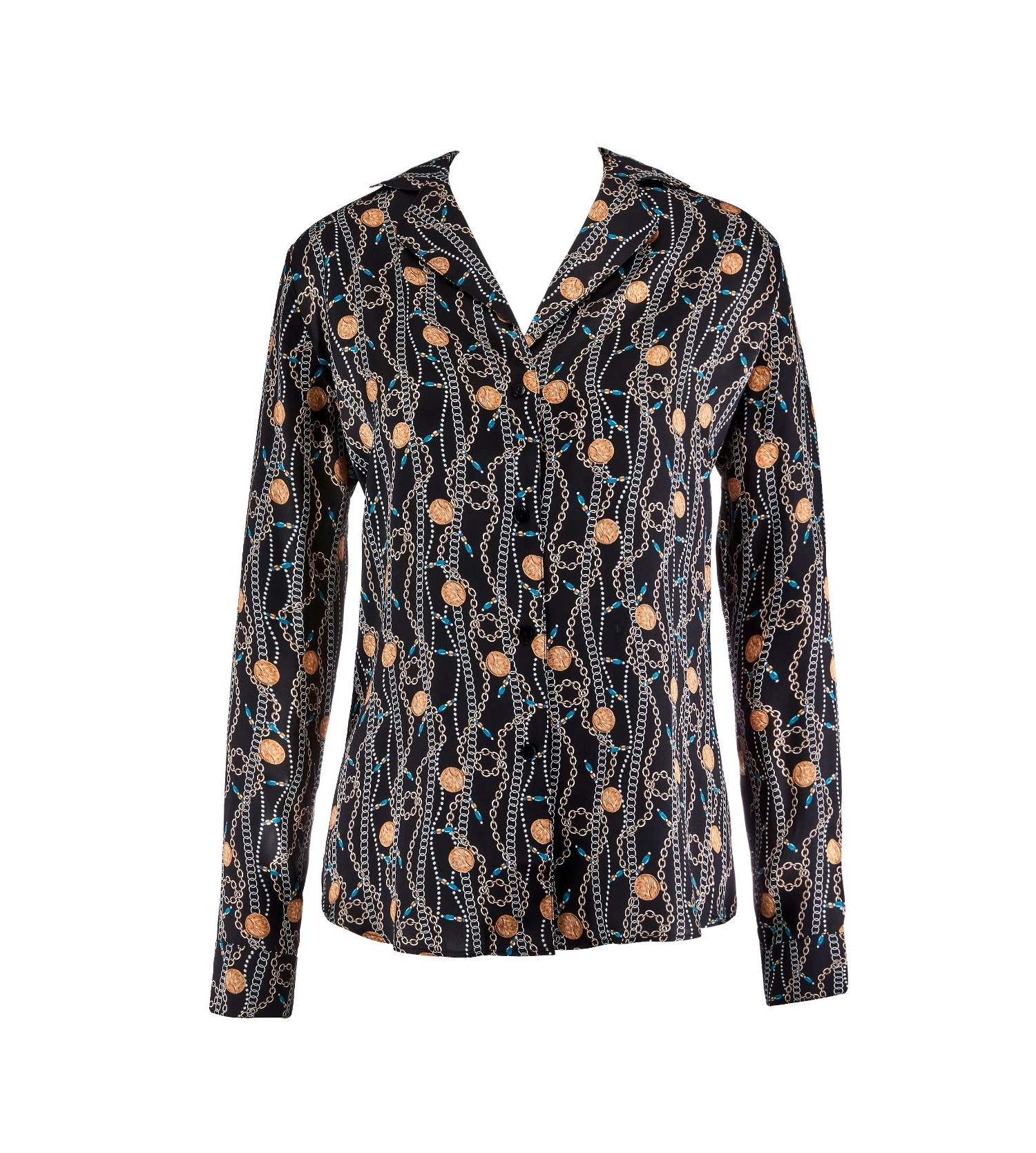 Aubade Toi Mon Amour Trésor – Chemisier 100% Soie à Imprimé Bijoux et Chaînes 4 Aubade Toi Mon Amour Trésor – Chemisier 100% Soie à Imprimé Bijoux et Chaînes – Image 2