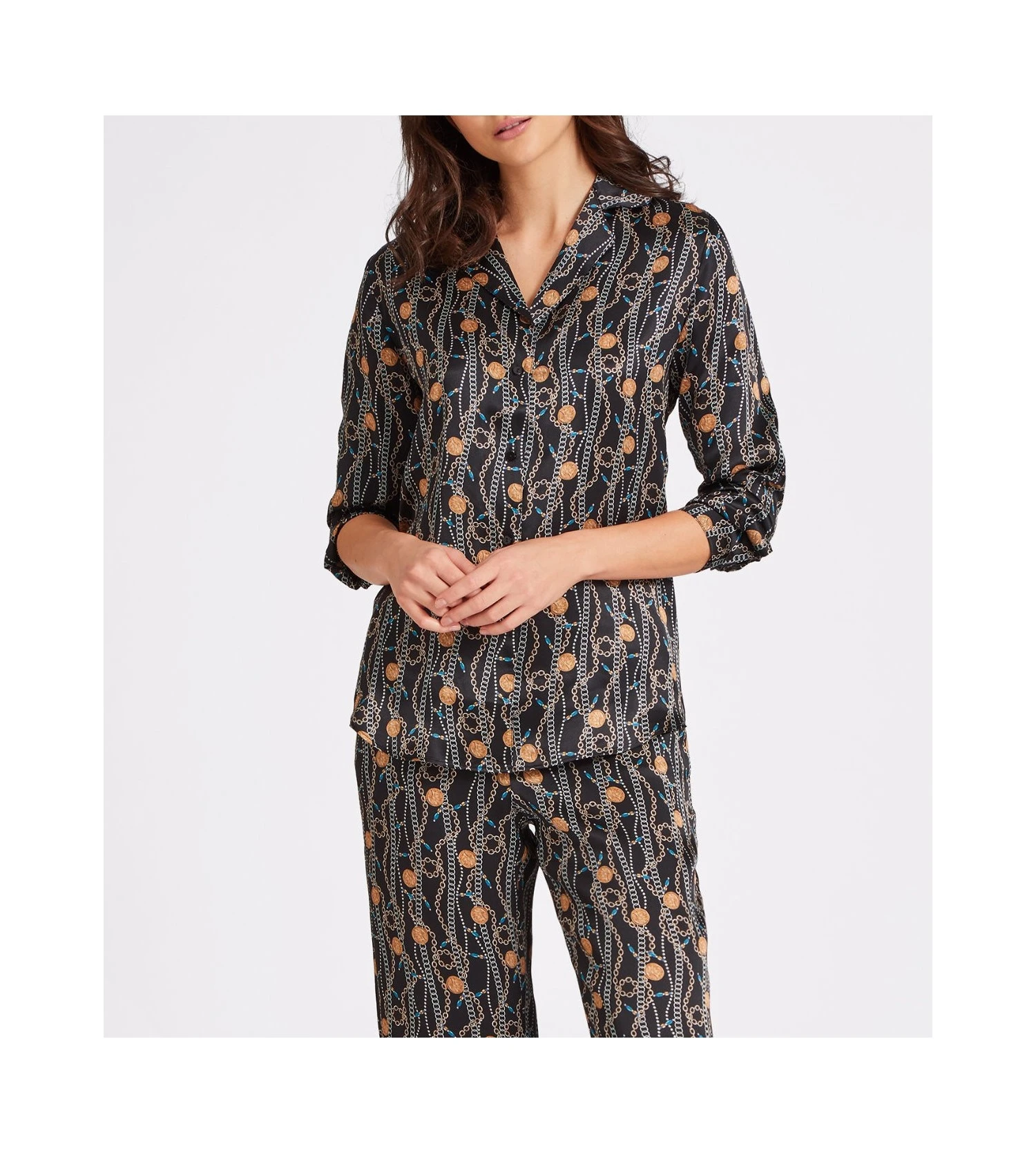 Aubade Toi Mon Amour Trésor – Chemisier 100% Soie à Imprimé Bijoux et Chaînes 5 Aubade Toi Mon Amour Trésor – Chemisier 100% Soie à Imprimé Bijoux et Chaînes – Image 3