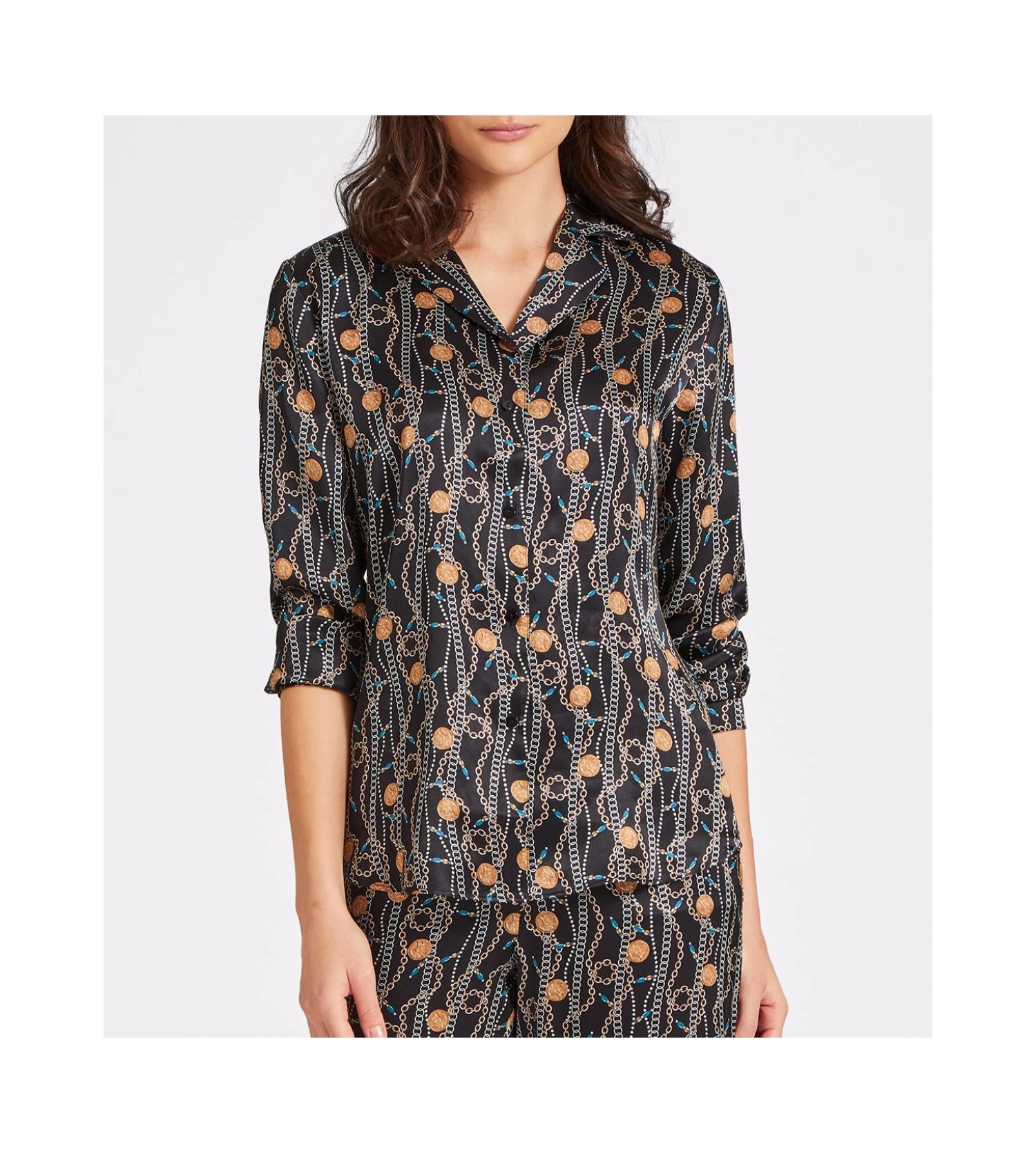 Aubade Toi Mon Amour Trésor – Chemisier 100% Soie à Imprimé Bijoux et Chaînes 7 Aubade Toi Mon Amour Trésor – Chemisier 100% Soie à Imprimé Bijoux et Chaînes – Image 5