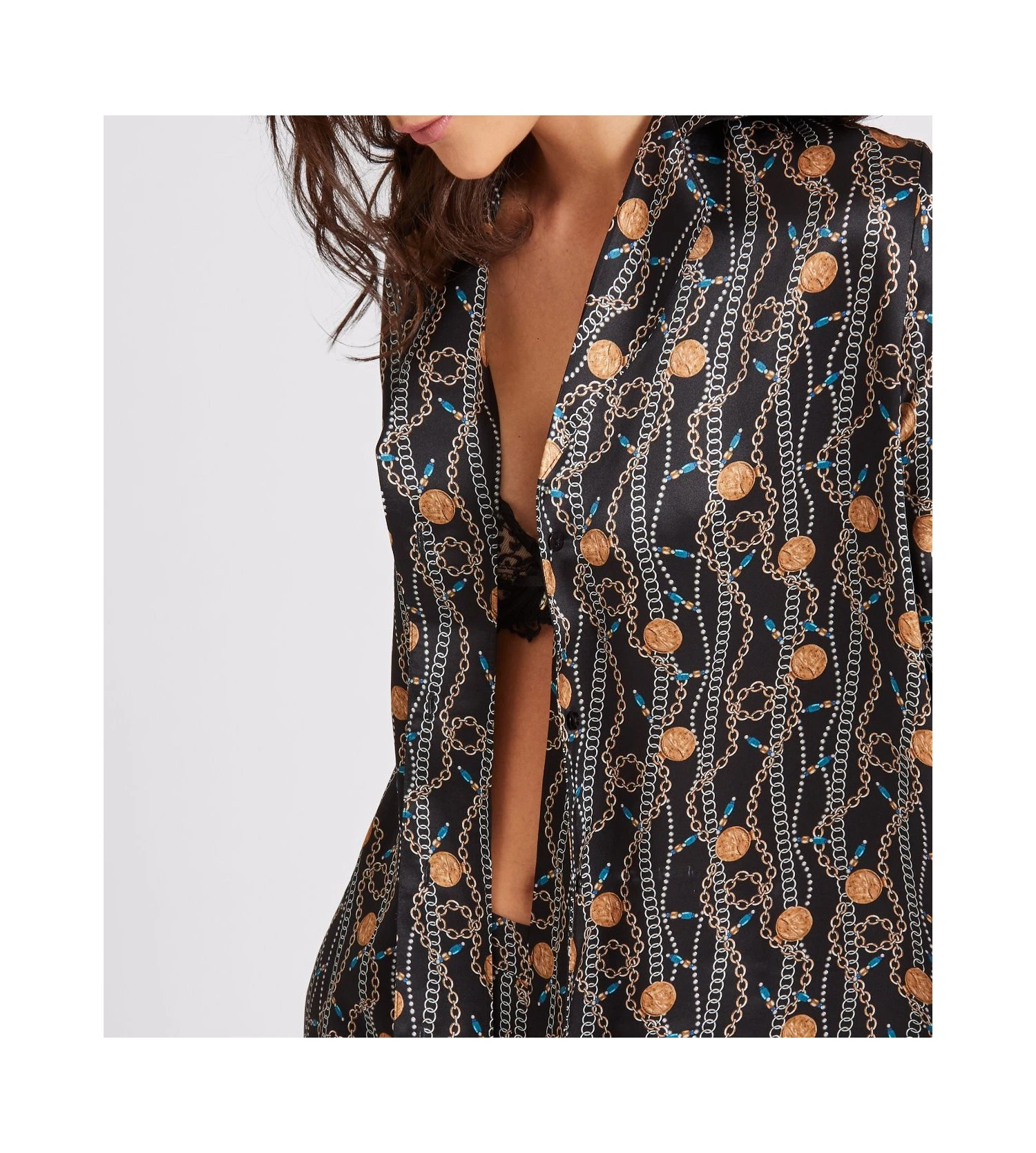 Aubade Toi Mon Amour Trésor – Chemisier 100% Soie à Imprimé Bijoux et Chaînes 8 Aubade Toi Mon Amour Trésor – Chemisier 100% Soie à Imprimé Bijoux et Chaînes – Image 6