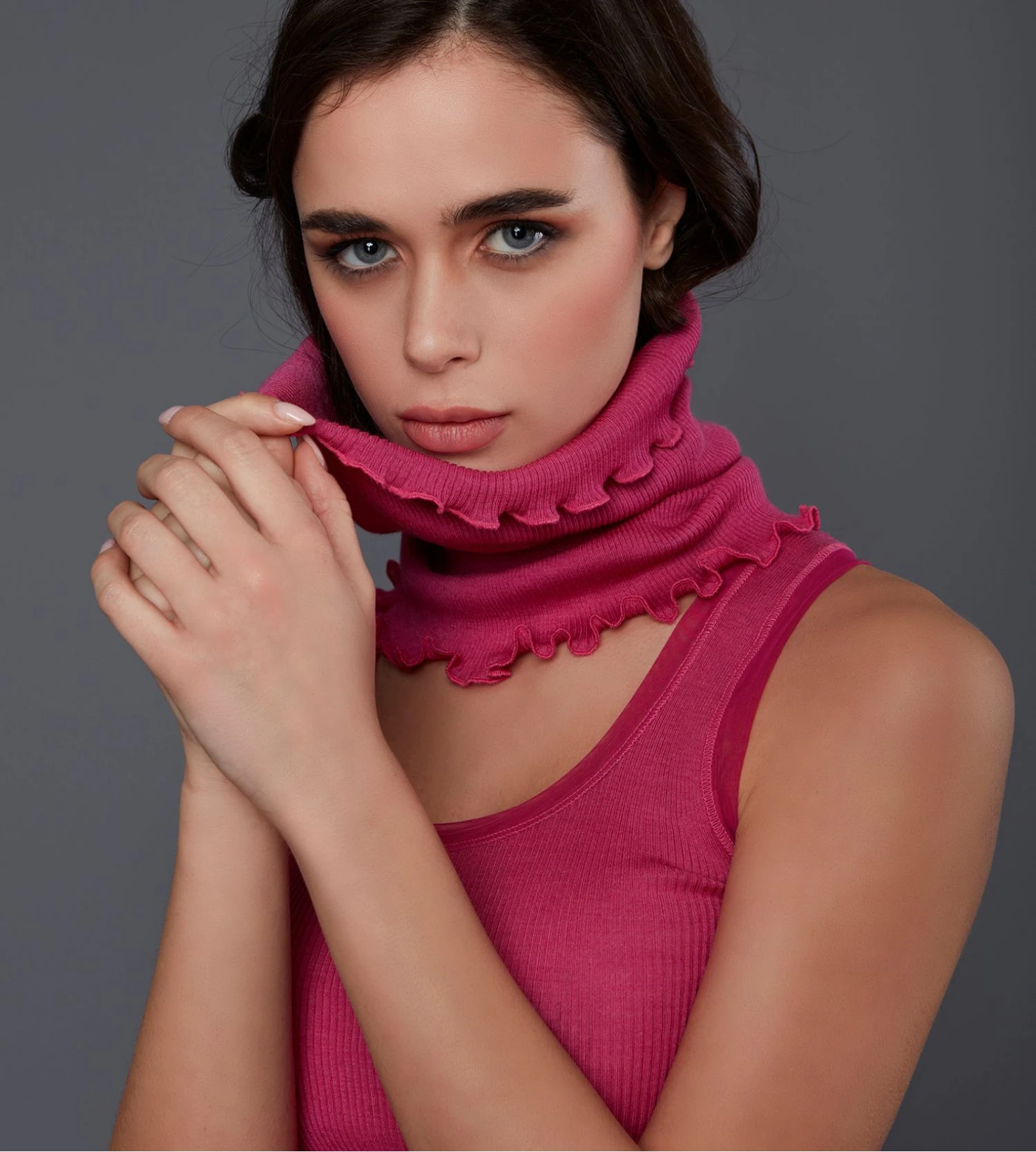 Tour De Cou En Laine & Soie Fuchsia 3 Tour De Cou En Laine & Soie Fuchsia