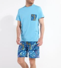 Hom Pyjama D'été En Coton CYRIL Blue Print