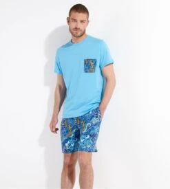 Hom Pyjama D'été En Coton CYRIL Blue Print -Lingerie Sipp cyril pyj court u p0bi blue print bleu 3