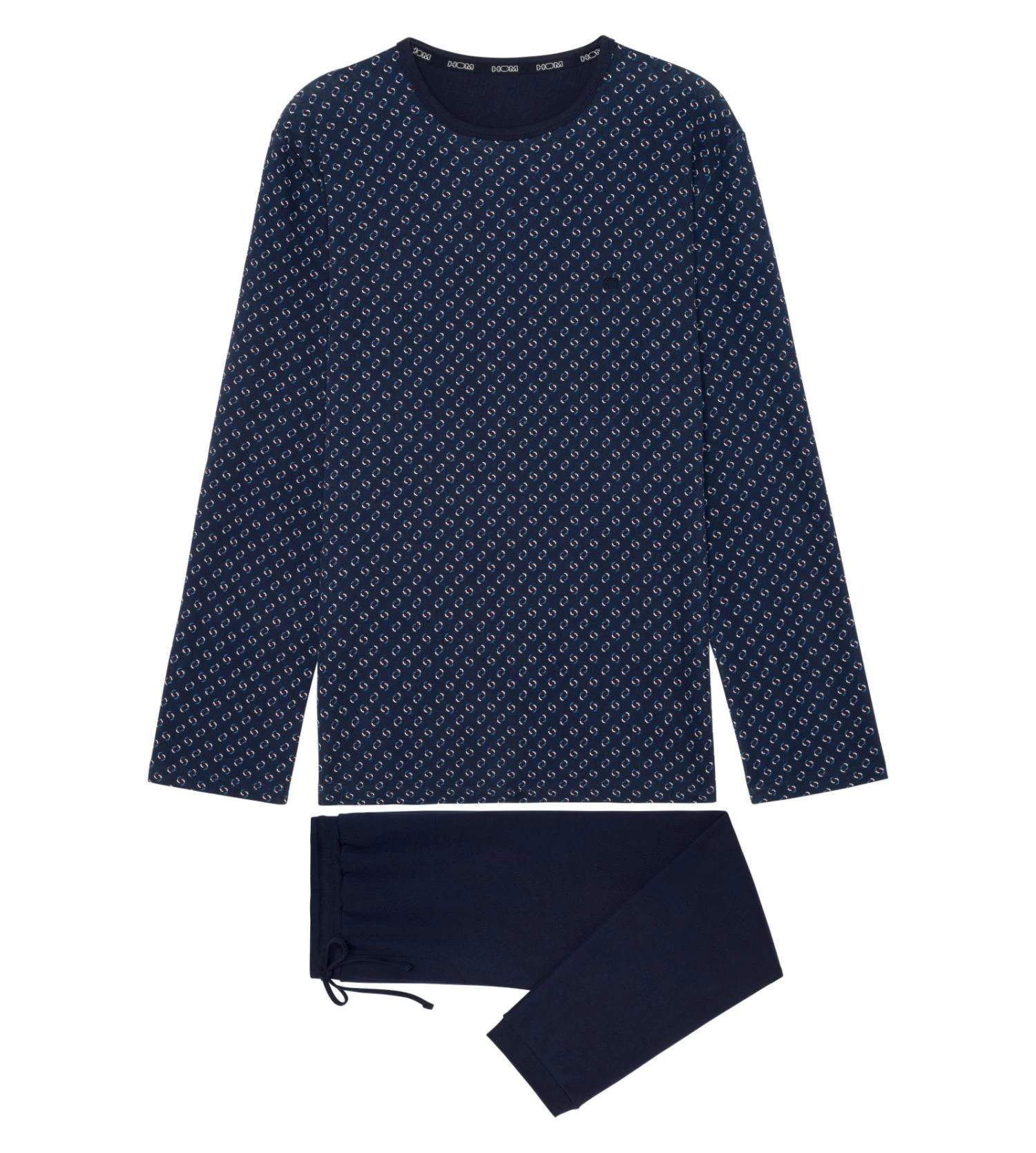 Hom Cyrus Navy Geometric Print – Cotton Interlock Long-Sleeved Winter Pajamas 4 Hom Cyrus Navy Geometric Print – Cotton Interlock Long-Sleeved Winter Pajamas – Image 2