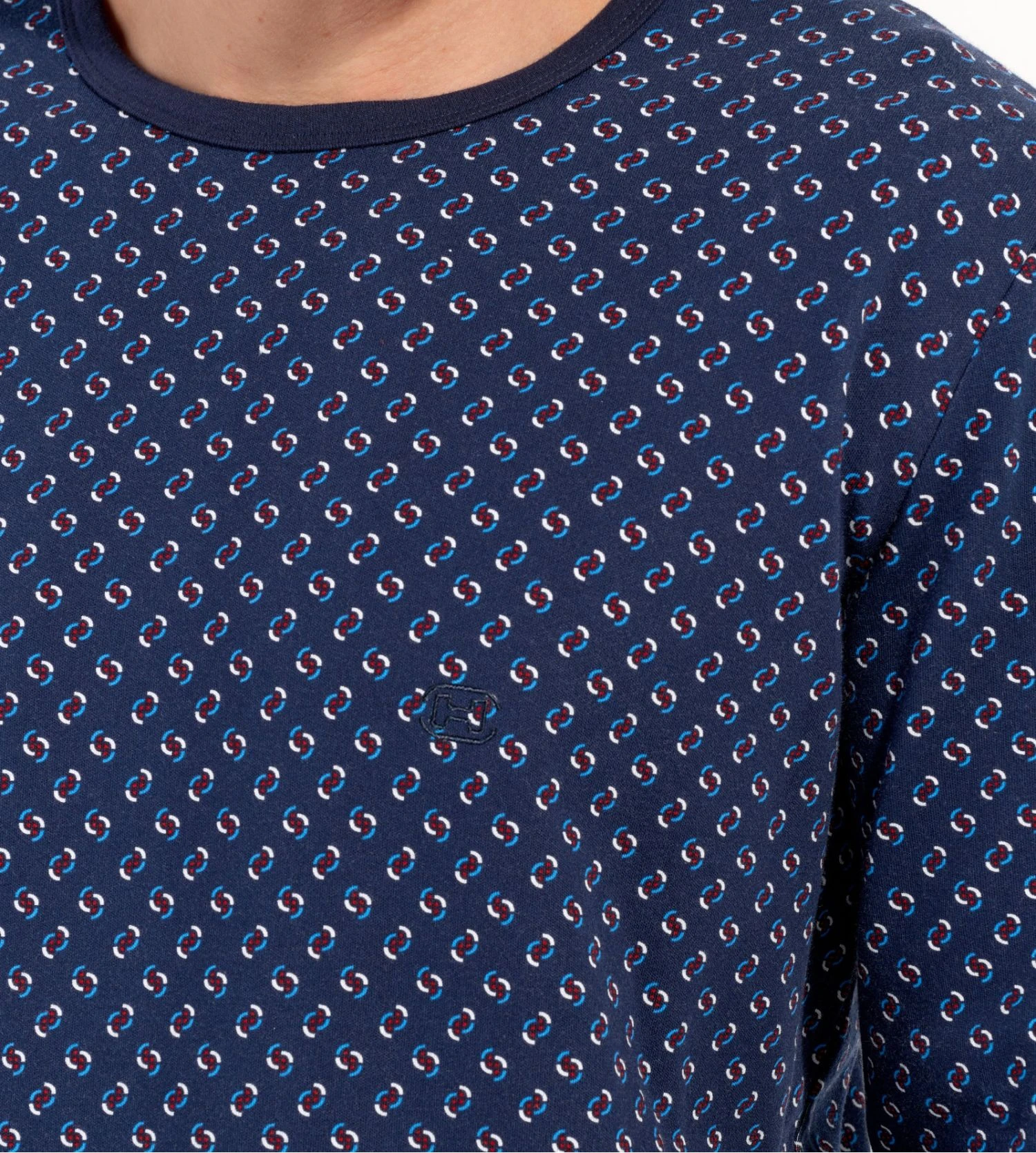 Hom Cyrus Navy Geometric Print – Cotton Interlock Long-Sleeved Winter Pajamas 7 Hom Cyrus Navy Geometric Print – Cotton Interlock Long-Sleeved Winter Pajamas – Image 5