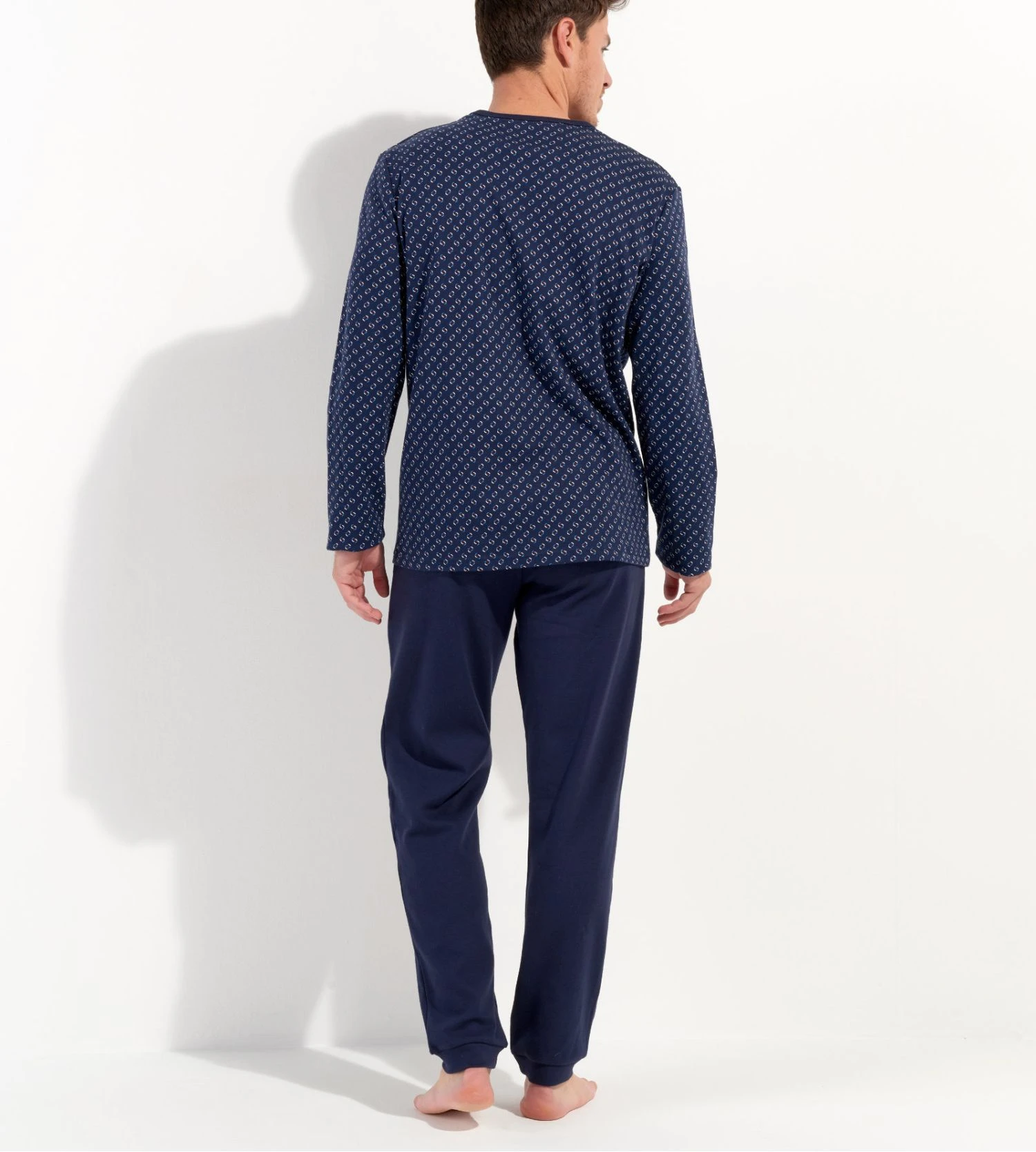 Hom Cyrus Navy Geometric Print – Cotton Interlock Long-Sleeved Winter Pajamas 8 Hom Cyrus Navy Geometric Print – Cotton Interlock Long-Sleeved Winter Pajamas – Image 6