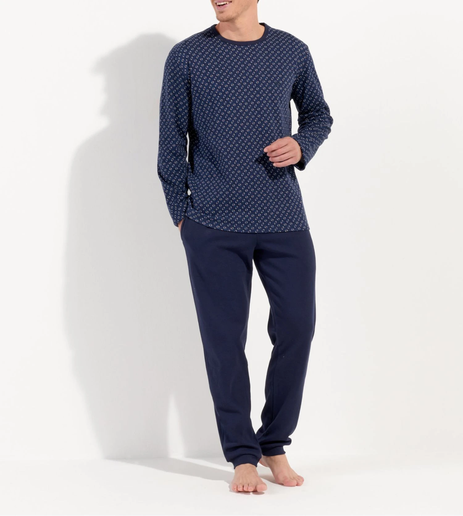 Hom Cyrus Navy Geometric Print – Cotton Interlock Long-Sleeved Winter Pajamas 10 Hom Cyrus Navy Geometric Print – Cotton Interlock Long-Sleeved Winter Pajamas – Image 8
