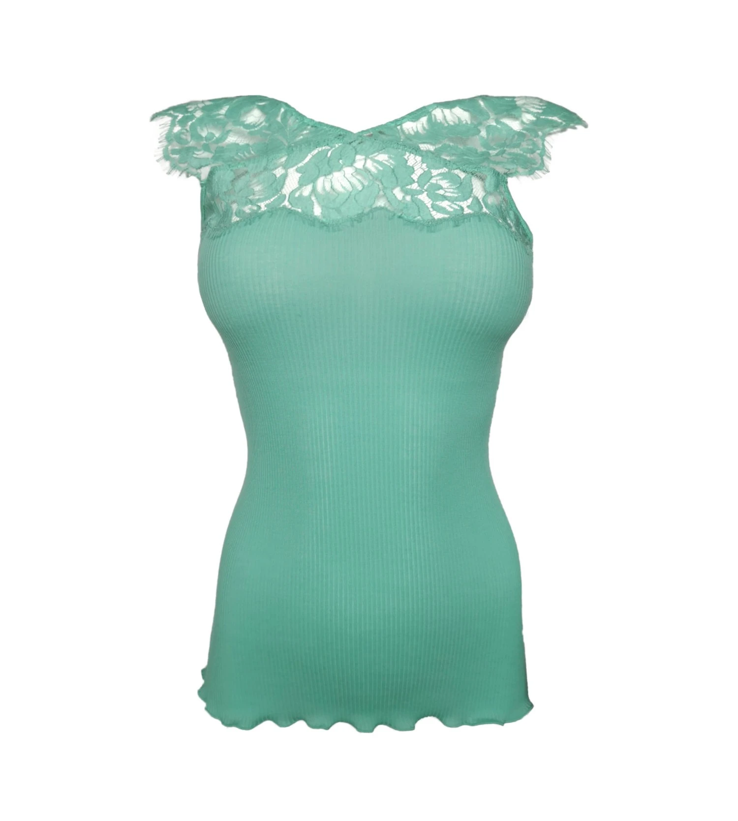 Oscalito Débardeur Menthe en Coton Fil d'Écosse – Top Dentelle Chantilly et Plumetis 4 Oscalito Débardeur Menthe en Coton Fil d'Écosse – Top Dentelle Chantilly et Plumetis – Image 2