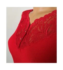 Top Oscalito en Coton Fil d'Écosse et Tulle Brodé Rouge – Débardeur de Luxe Italien -Lingerie Sipp debardeur en coton et tulle brode 664 rouge 5