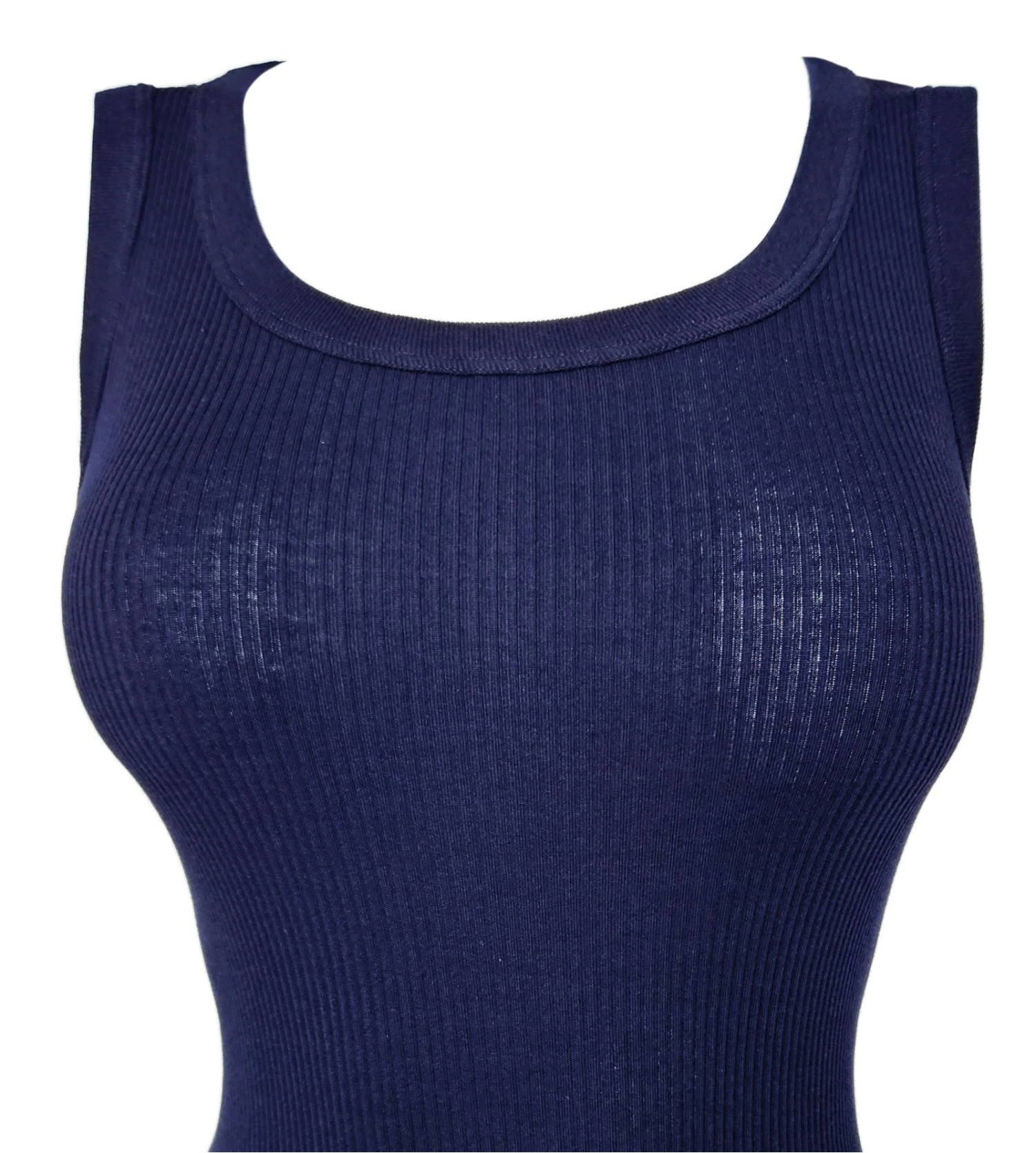 Débardeur En Coton Précieux Côtelé Deep Blue 4 Débardeur En Coton Précieux Côtelé Deep Blue – Image 2