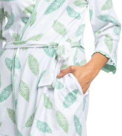 Egatex Déshabillé Imprimé Fougère Vert – Robe de Chambre Coton & Modal avec Finition Volantée -Lingerie Sipp deshabille imp fougere 07 verde vert 2