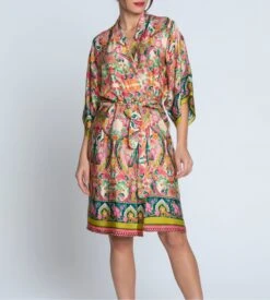 Lise Charmel Libertine en Fleurs – Déshabillé Kimono en Satin de Viscose Imprimé Floral