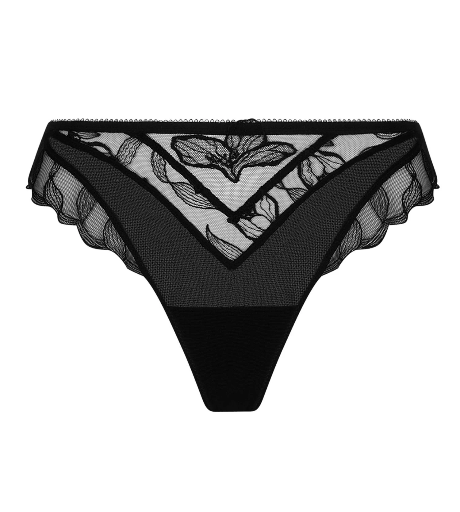 String Noir En Tulle Brodé Désir Et Volupté 4 String Noir En Tulle Brodé Désir Et Volupté – Image 2