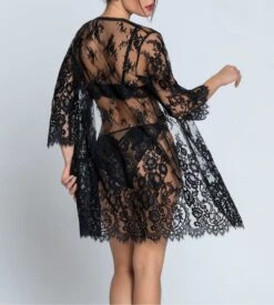 Lise Charmel Déshabillé Désirs de Venise Noir – Nuisette de Luxe en Dentelle Leavers et Soie -Lingerie Sipp desirs de venise deshabille noir 2