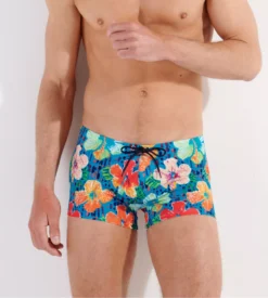 Hom Boxer De Bain Dino Imprimé Bleu Turquoise Print