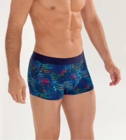 Boxer HOM Dreamland Bleu Marine – Sous-vêtement Homme Imprimé Floral en Polyamide -Lingerie Sipp dreamland boxer h bleu 4