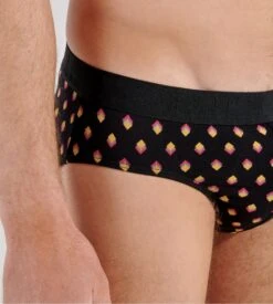 Hom Lot de 2 Slips Mini Etienne Black & Black Print – Coton Doux avec Ceinture Microfibre -Lingerie Sipp etienne mini 2p d042 black black print noir 1