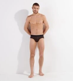 Hom Lot de 2 Slips Mini Etienne Black & Black Print – Coton Doux avec Ceinture Microfibre -Lingerie Sipp etienne mini 2p d042 black black print noir 3