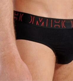 Hom Lot de 2 Slips Mini Etienne Black & Black Print – Coton Doux avec Ceinture Microfibre -Lingerie Sipp etienne mini 2p d042 black black print noir 5