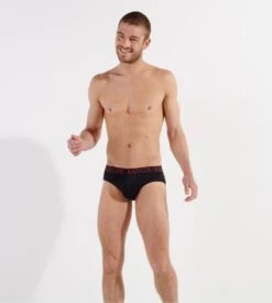 Hom Lot de 2 Slips Mini Etienne Black & Black Print – Coton Doux avec Ceinture Microfibre -Lingerie Sipp etienne mini 2p d042 black black print noir 7