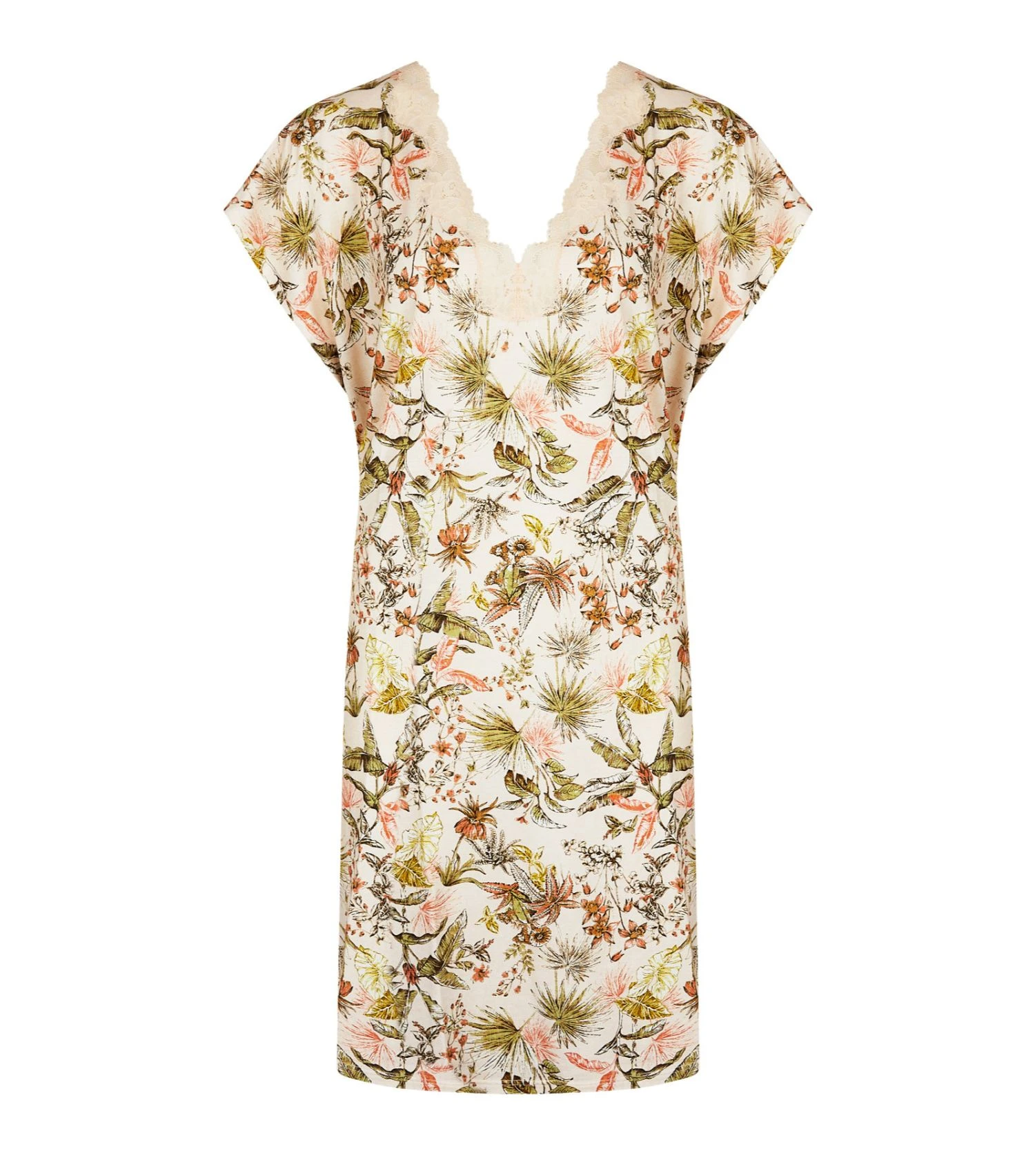 Antigel Évasion Tropique Tunique de Nuit Imprimé Floral Vert Mousse - Nuisette Chic en Viscose 4 Antigel Évasion Tropique Tunique de Nuit Imprimé Floral Vert Mousse - Nuisette Chic en Viscose – Image 2