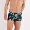 Hom Boxer de Bain Flamingo Navy - Maillot de Bain Imprimé Tropical pour Homme