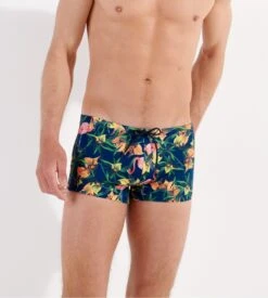 Hom Boxer De Bain Flamingo Navy Print