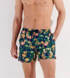 Hom Short de Plage Flamingo Navy Print – Maillot de Bain Imprimé Tropical à Séchage Rapide -Lingerie Sipp flamingo short de plage p0ra navy print bleu 5