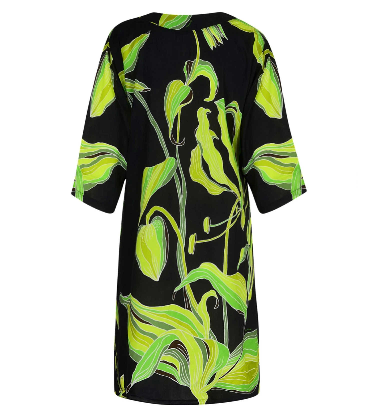 Tunique De Plage En Viscose Noire Et Verte Fleurs De Nuit Nuit Luciole 6 Tunique De Plage En Viscose Noire Et Verte Fleurs De Nuit Nuit Luciole – Image 4