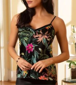 Lise Charmel Fleurs Étoiles Vert Floral – Caraco Luxe en Soie Imprimée