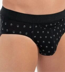 Lot de 2 Slips HOM Gabriele HO1 - Noir et Imprimé Géométrique - Coton Premium -Lingerie Sipp gabriele mini lot de 2 ho1 d042 black black print noir 1