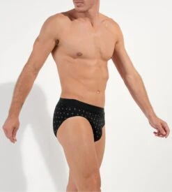 Lot de 2 Slips HOM Gabriele HO1 - Noir et Imprimé Géométrique - Coton Premium -Lingerie Sipp gabriele mini lot de 2 ho1 d042 black black print noir 4