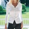Chemisier En Coton Fil D'Ecosse Plissé Blanc Et Marine -Lingerie Sipp gilet chemisier coton blanc