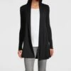 Gilet Long Laine & Soie Noir