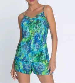 Lise Charmel Grâce Aquatique Floral Aqua – Caraco en Soie et Broderie Italienne