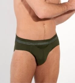Slip Homme Uni Vert Kaki HO1 Ouverture Horizontale