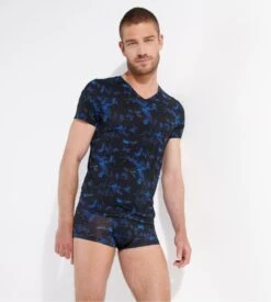 T-shirt En Microfibre GRANT HOM Black Print -Lingerie Sipp hom grant t shirt microfibre black print 2