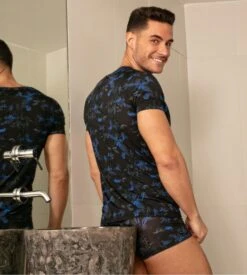 T-shirt En Microfibre GRANT HOM Black Print -Lingerie Sipp hom grant t shirt microfibre black print 3