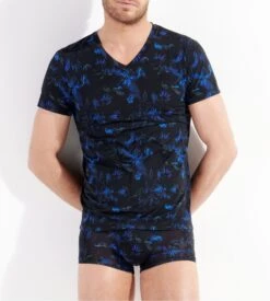 T-shirt En Microfibre GRANT HOM Black Print -Lingerie Sipp hom grant t shirt microfibre black print 7