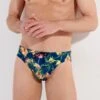 Hom Mini Slip de Bain FLAMINGO – Navy Blue Tropical & Flamingo Print Swim Brief 2 Hom Mini Slip de Bain FLAMINGO – Navy Blue Tropical & Flamingo Print Swim Brief -Lingerie Sipp hom slip bain flamingo navy print