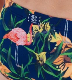 Hom Mini Slip de Bain FLAMINGO – Navy Blue Tropical & Flamingo Print Swim Brief -Lingerie Sipp hom slip bain flamingo navy print 4