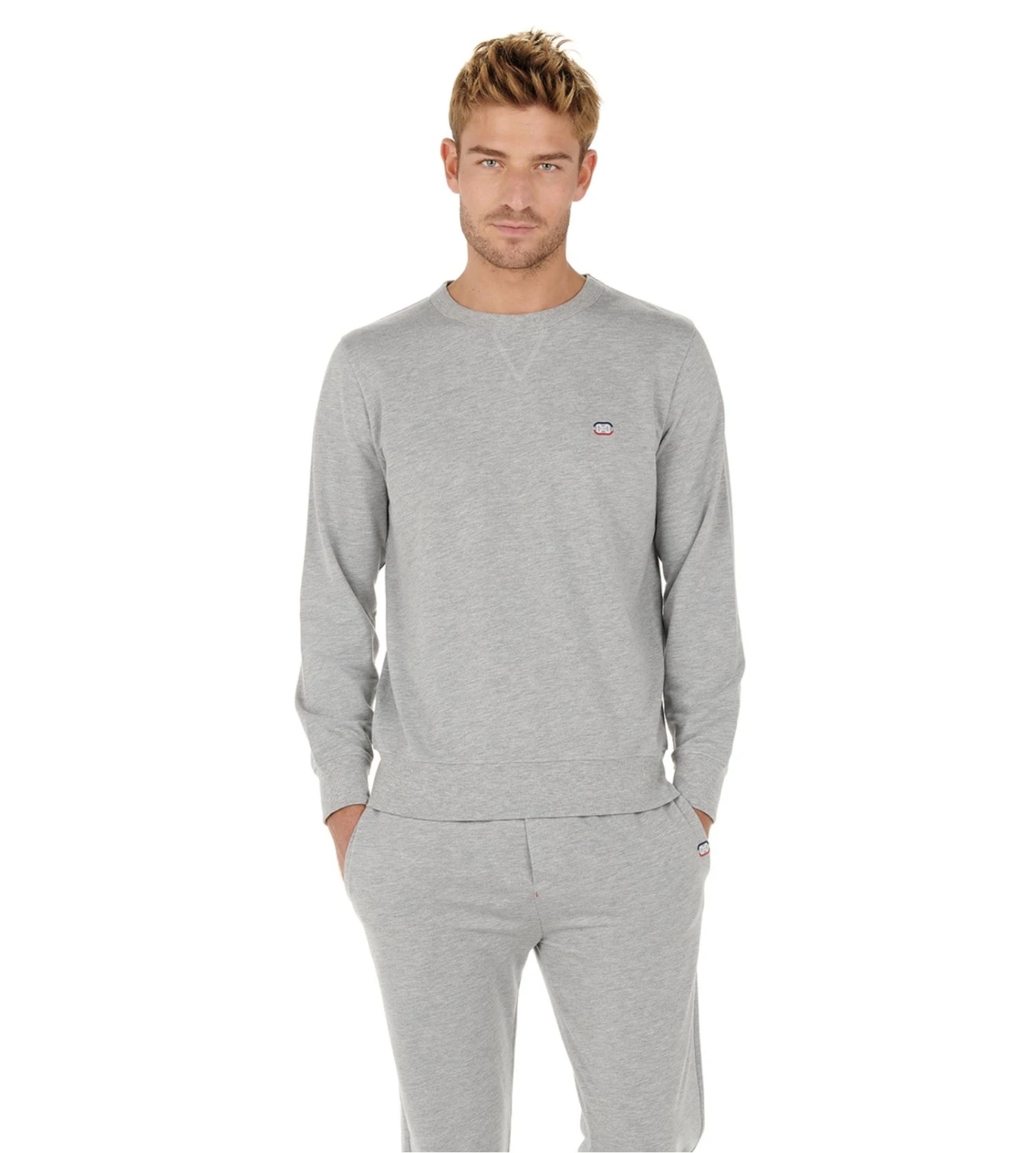 Hom Grey Mélange Sport Lounge Sweatshirt – Premium V-Stitch Cotton Blend Crewneck 4 Hom Grey Mélange Sport Lounge Sweatshirt – Premium V-Stitch Cotton Blend Crewneck – Image 2